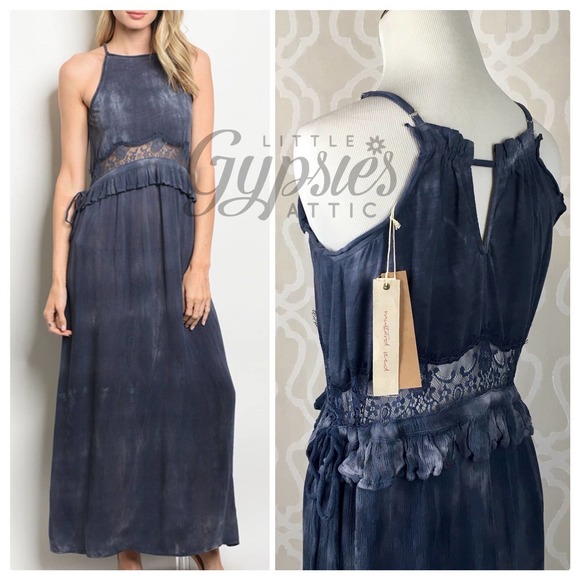 Mustard Seed Mineral Wash and Lace Maxi - Picture 1 of 10
